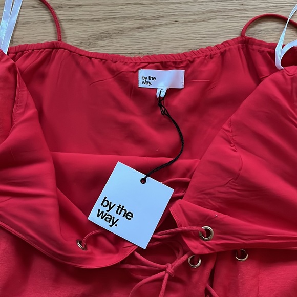 By The Way Red Lace-up Dress, size M, Brand New - Picture 3 of 5